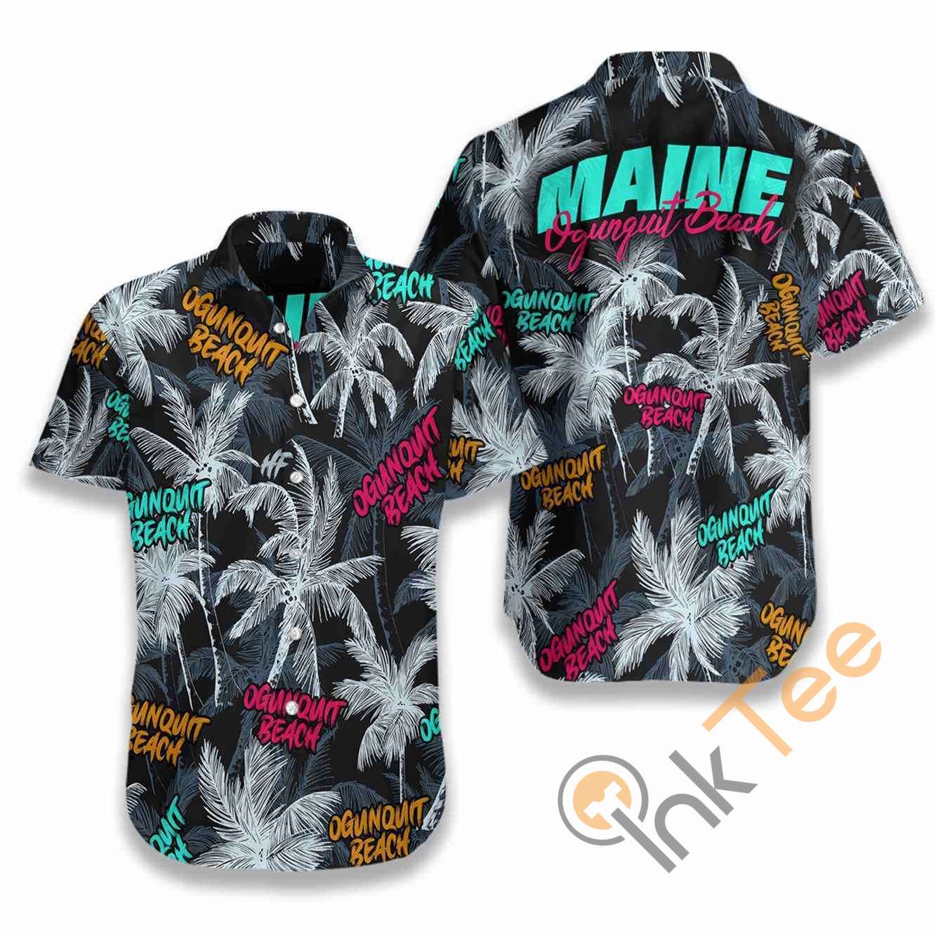Ogunquit Beach Coconut Tree Seamless Hawaiian shirts