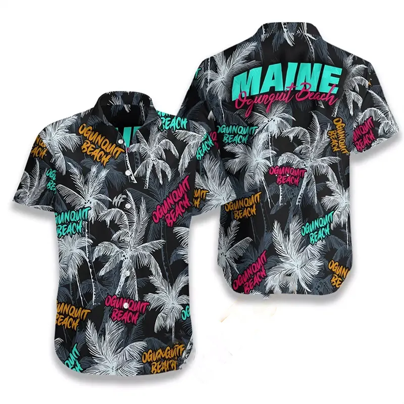 Ogunquit Beach Coconut Tree Seamless Hawaiian shirts