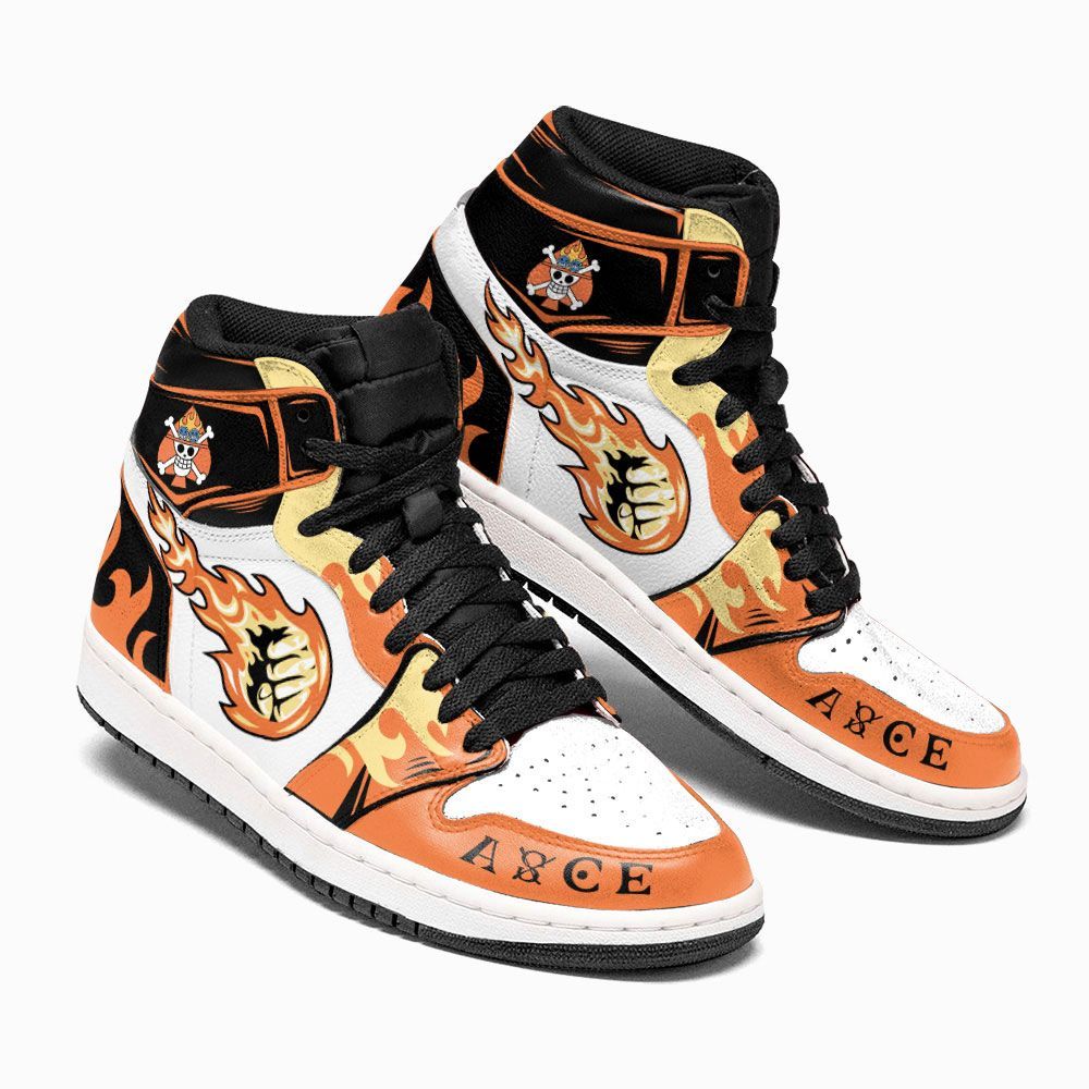 One Piece Ace Fire Fist Custom Anime Air Jordan Shoes