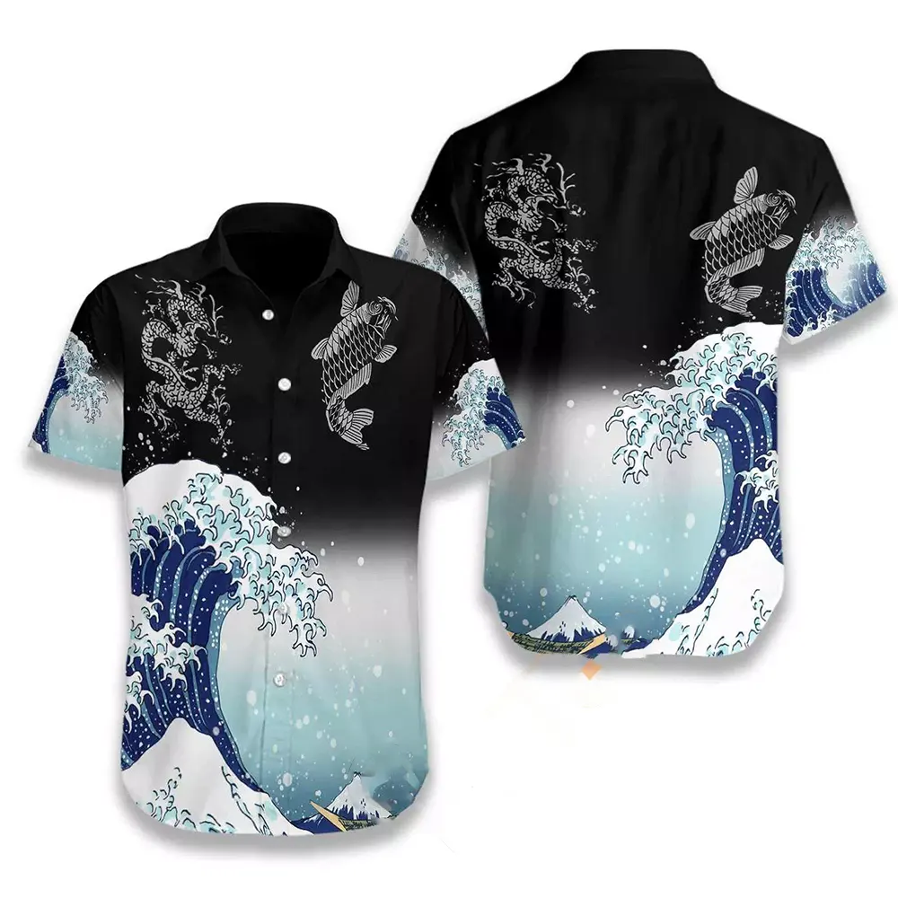 Oriental Fish Tsunami Hawaiian shirts