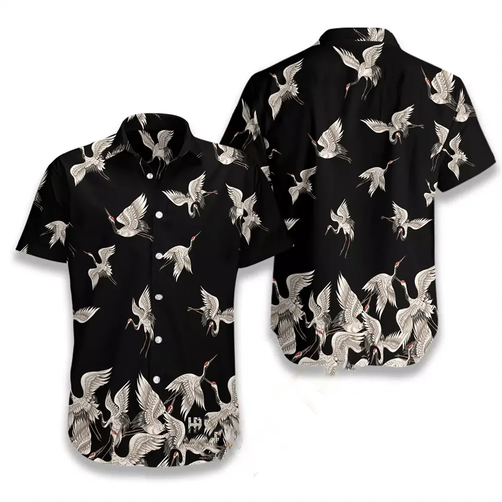 Oriental Red-headed Crane Hawaiian shirts