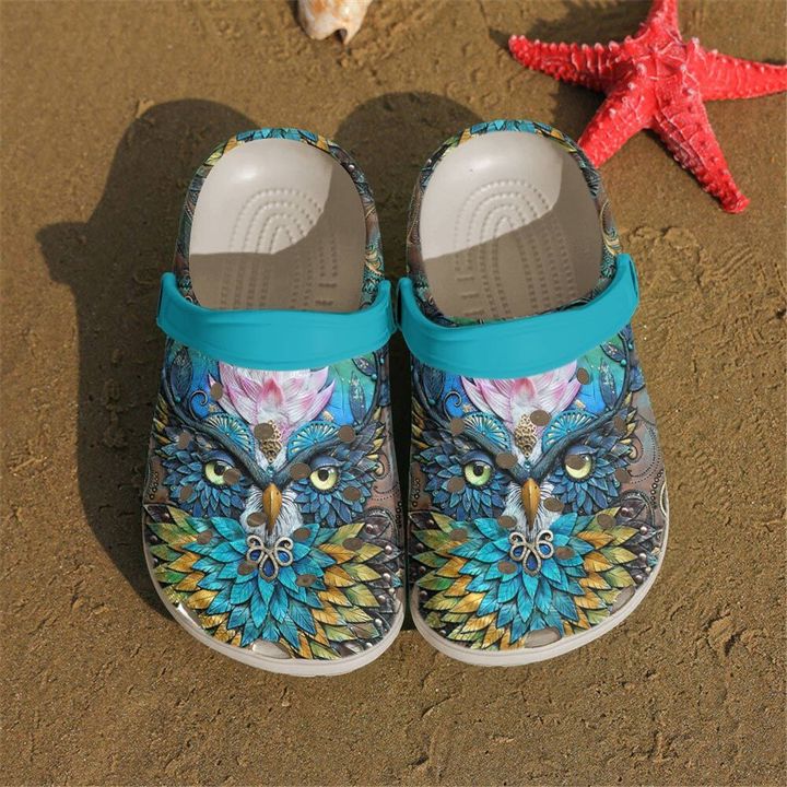Owl Blue Crocs Clog Shoes