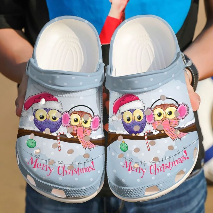 Owl Merry Christmas Crocs Clog Shoes
