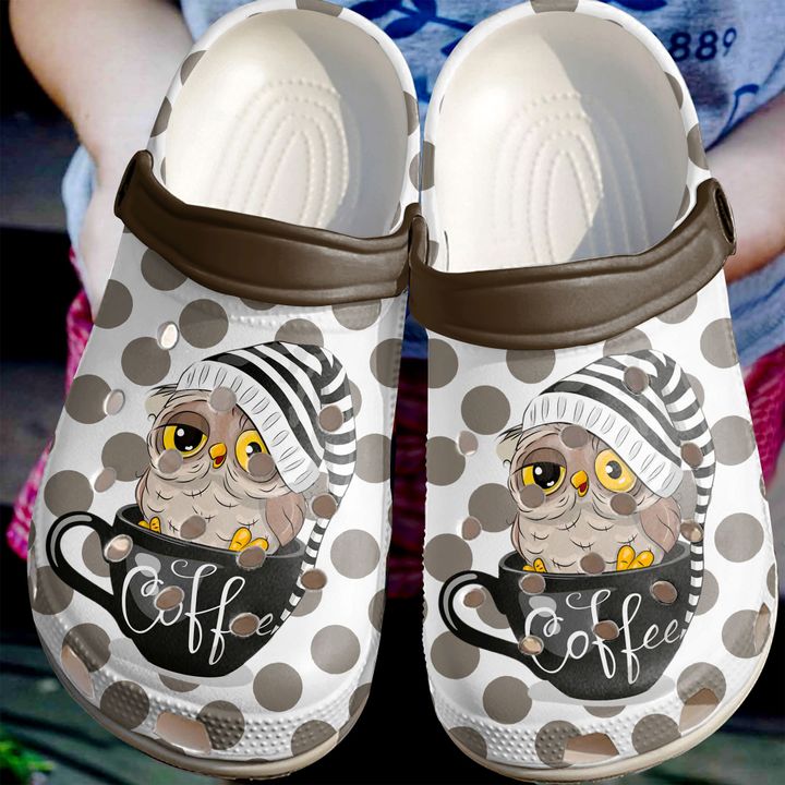 Owl More Coffee Please Crocs Clog Shoes
