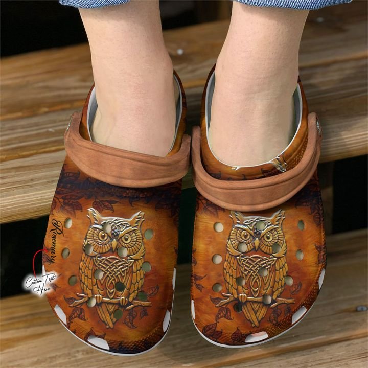Owl Personalized Leather Crocs Clog Shoes