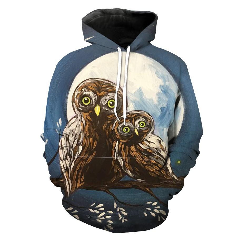 Owl Two Owl Tree Artwork Hoodie 3D