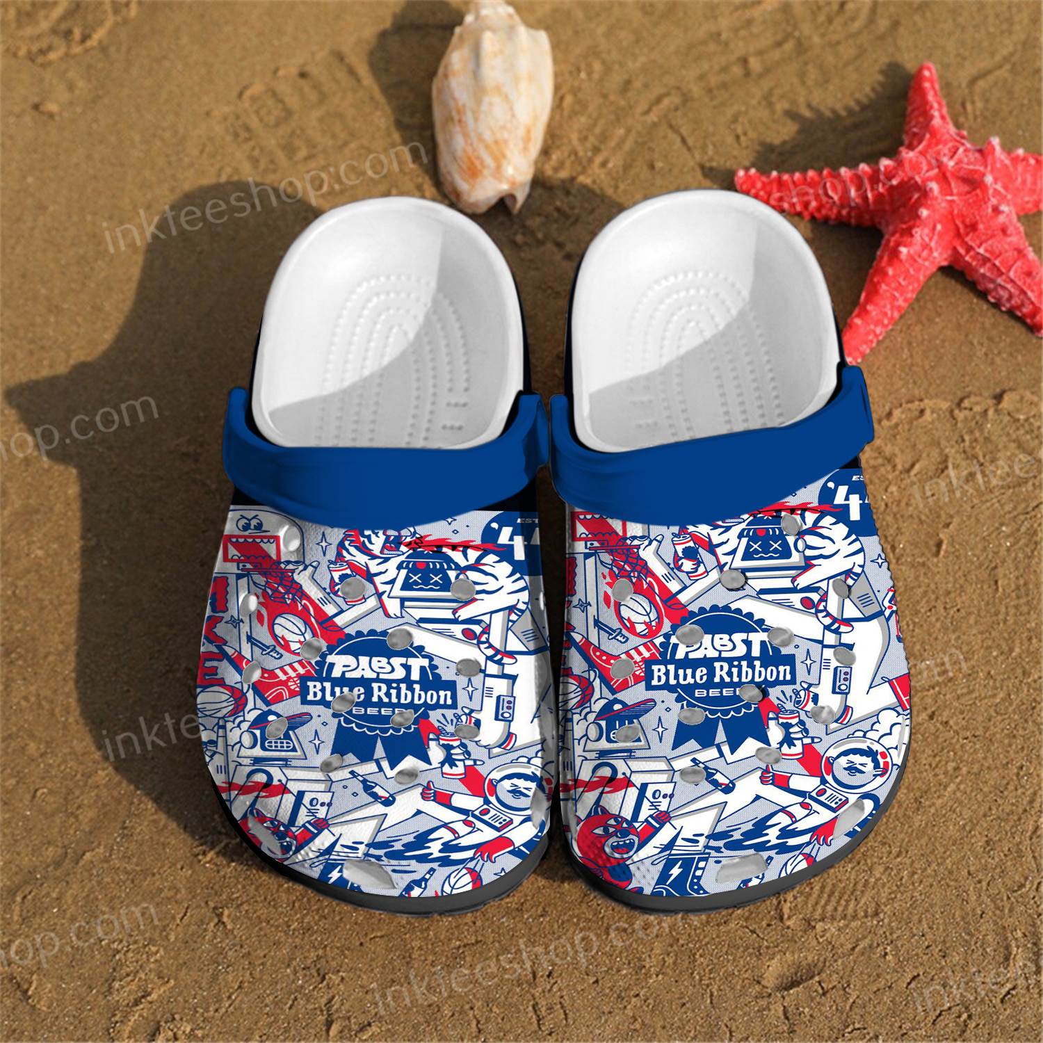 Unique Pabst Blue Ribbon Crocs Clog Shoes