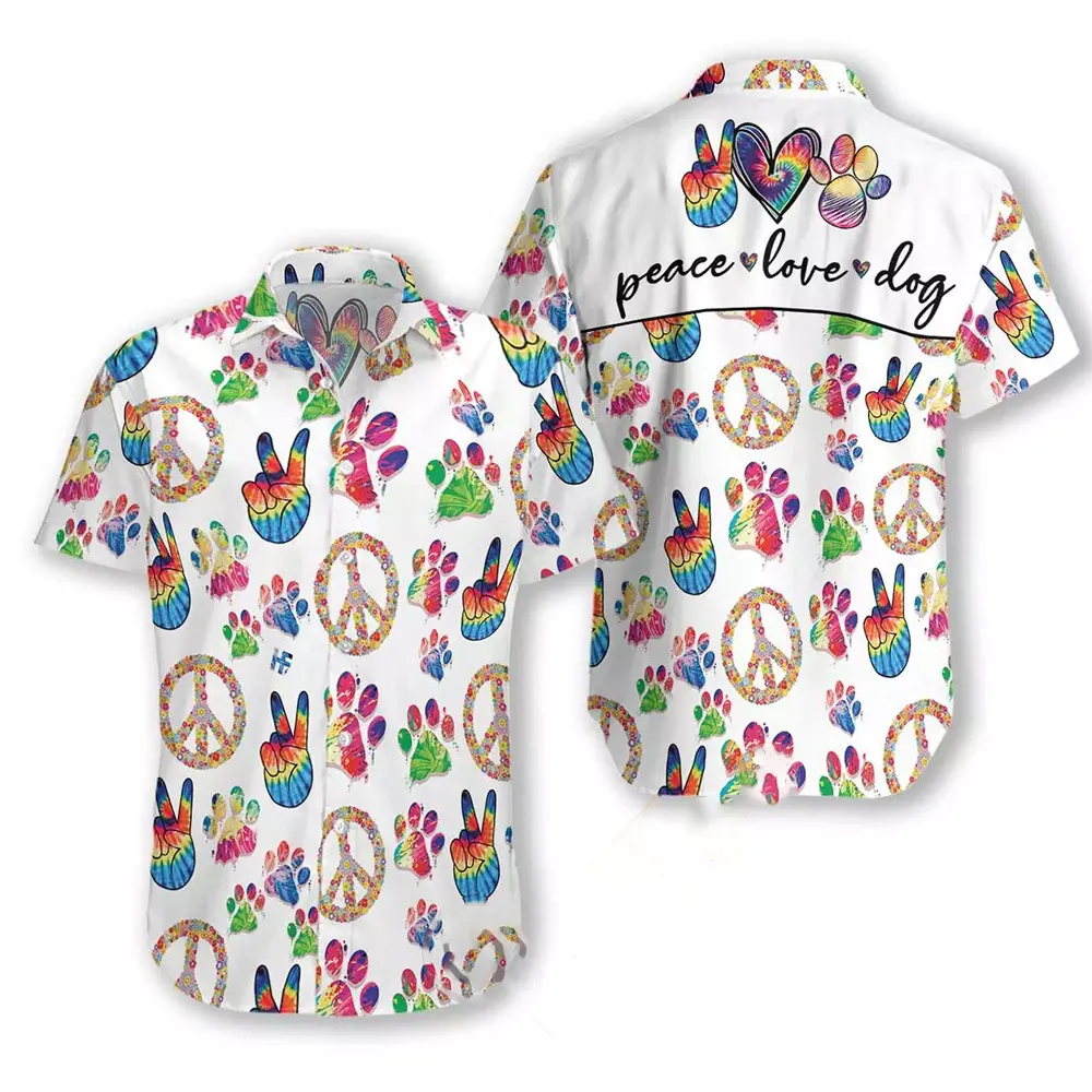 Peace Love Dog Hawaiian Seamless Hawaiian shirts