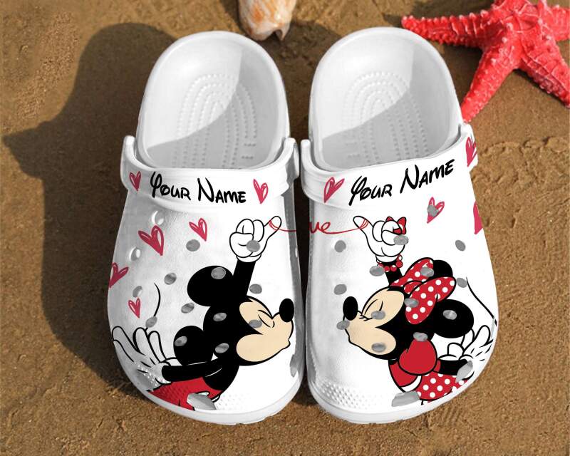 Personalized Mickey Minnie Kiss Disney Pattern Couple Mouse Unique Gifts For Fans Crocs Clog Shoes