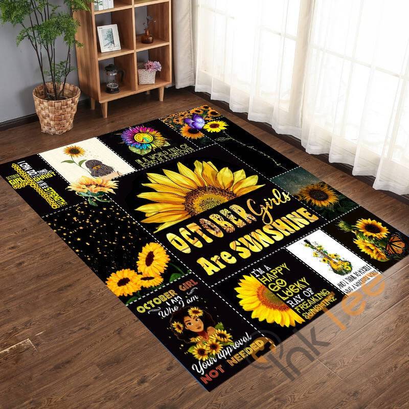 Personalized October Girls Are My Sunshine Sunflower Children’s Home Decoration Cozy Rug