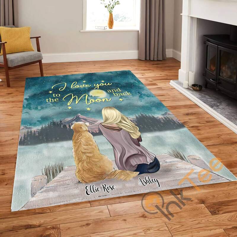 Personalized The Girl And Cat Moon Living Room Bedroom Decoration Gift For Friends Rug
