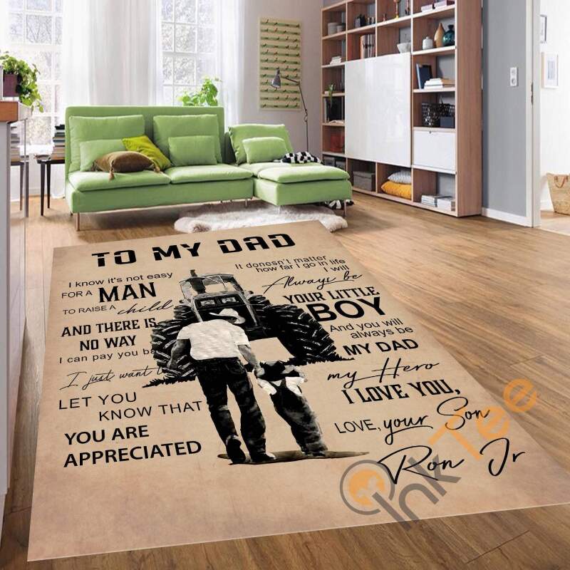 Personalized To My Dad Father & Son Carpet Vintage Style For Kitchen Living Room Bedroom Rug