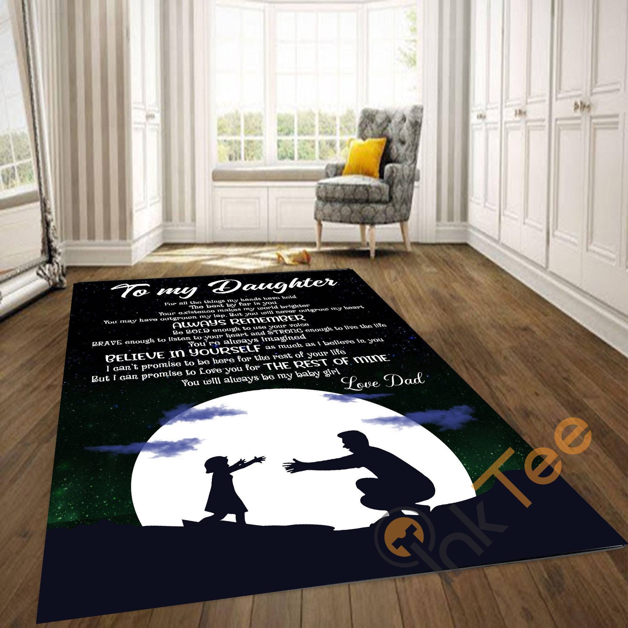 Personalized To My Daughter Father’s Message His Names Living Room Bedroom Rug