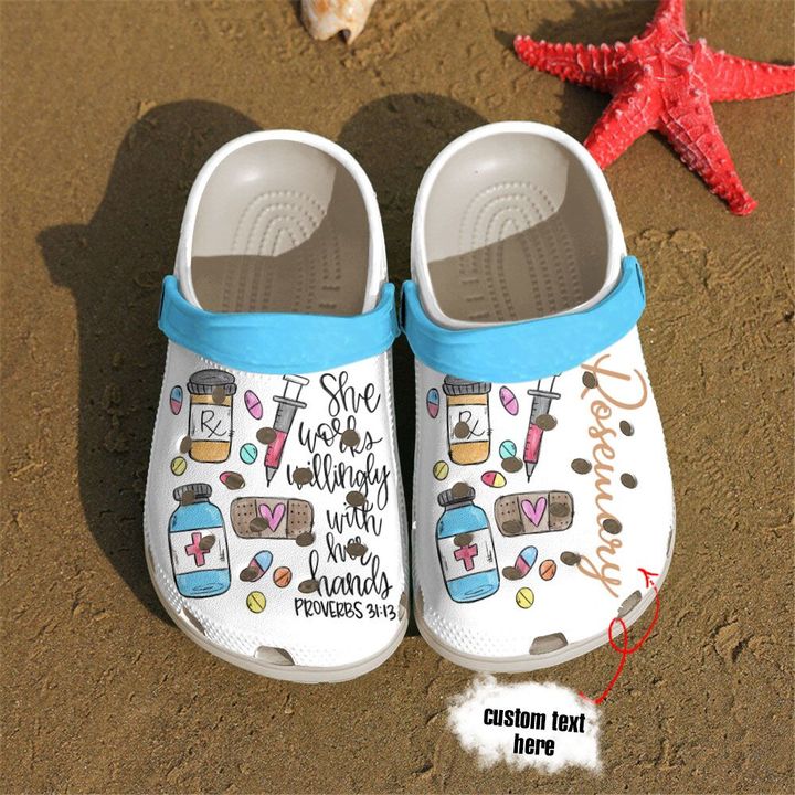 Pharmacist Personalized She Works Willingly With Her Hands Crocs Clog Shoes