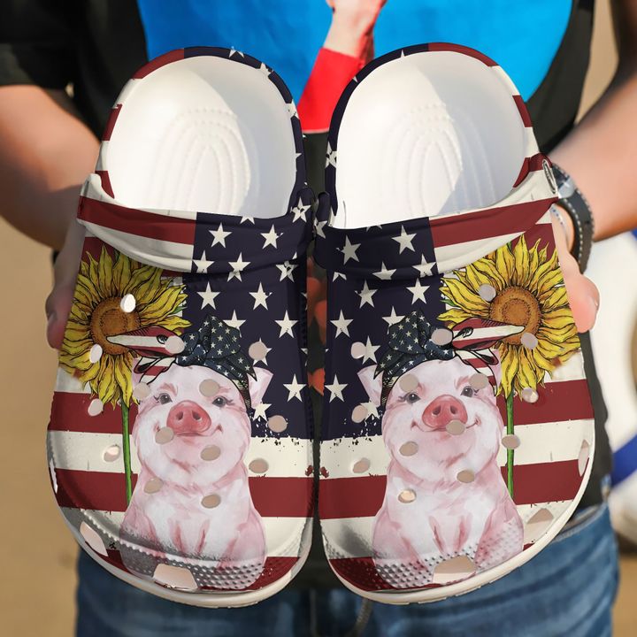 Pig American Flag Crocs Clog Shoes