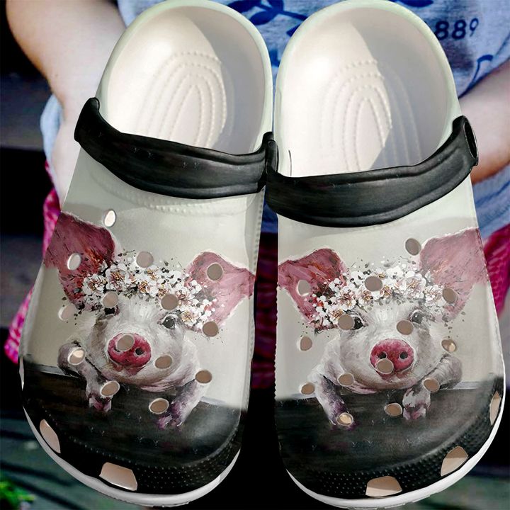 Pig Floral Crocs Clog Shoes