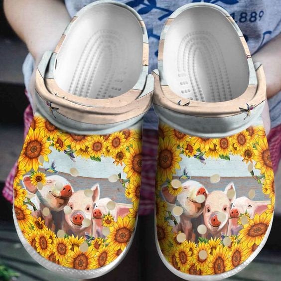 Pig Sunflower Crocband Crocs Clog Shoes