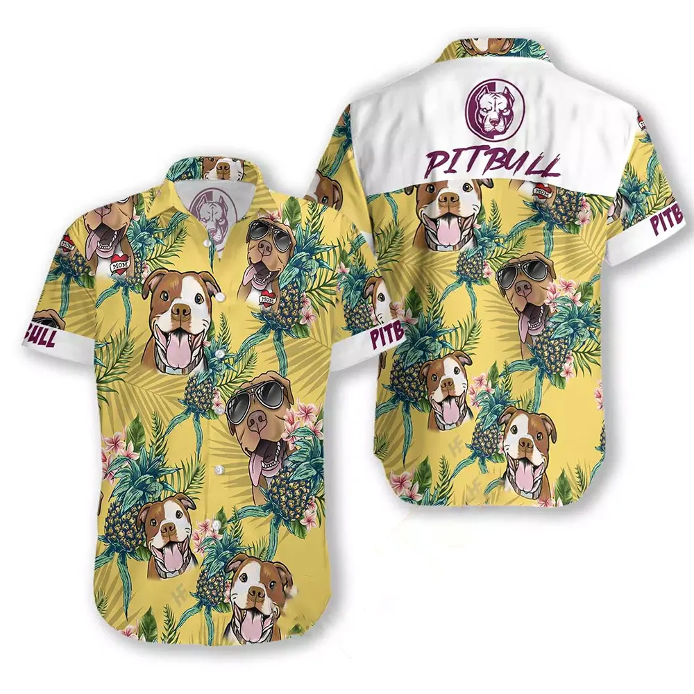 Pitbull Pineapple Seamless Pattern Hawaiian shirts