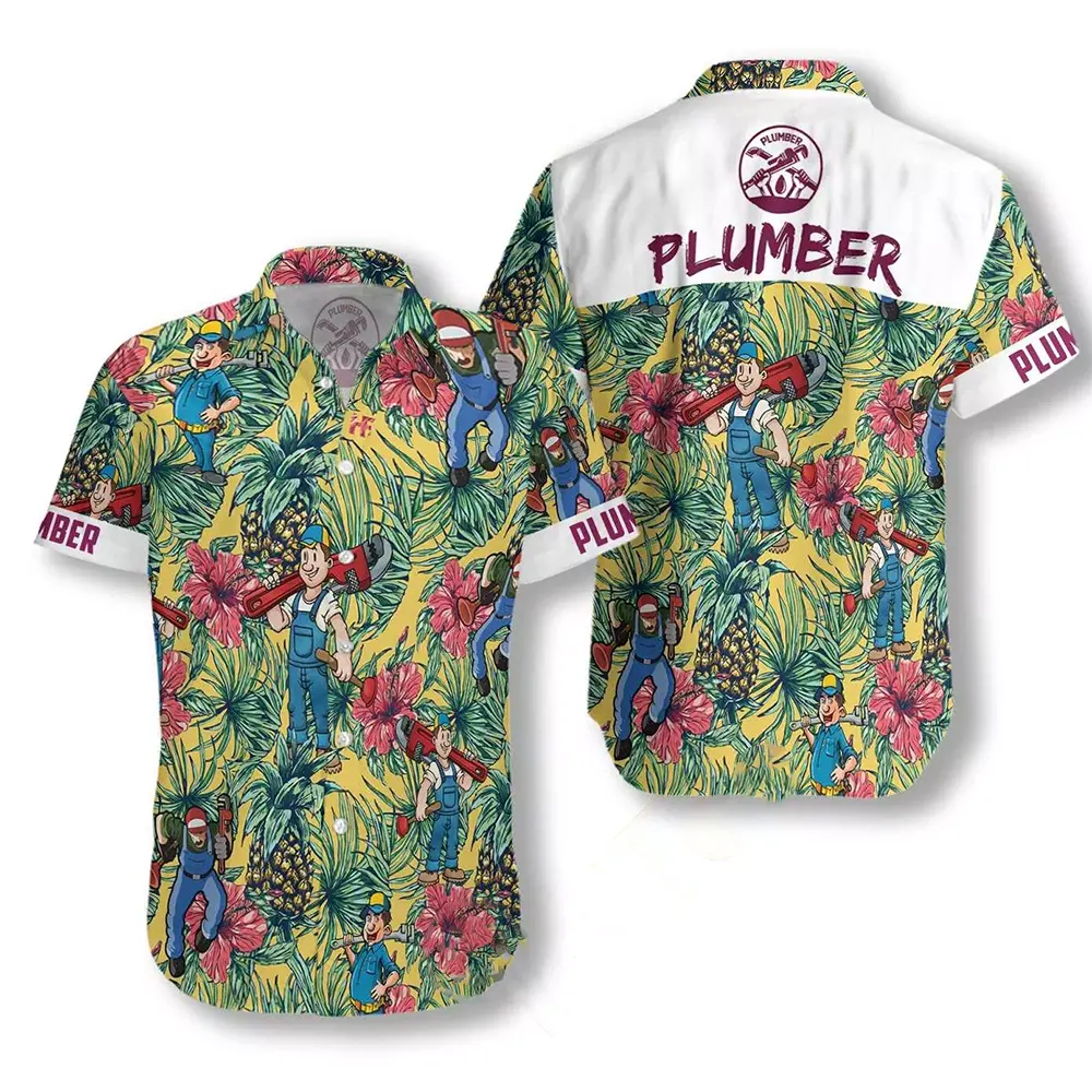 Plumber Pineapple Seamless Pattern Hawaiian shirts