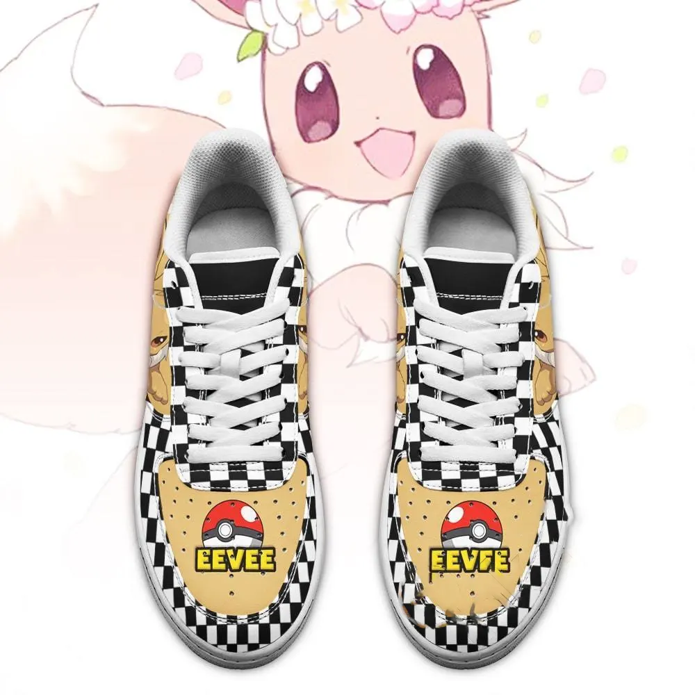 Poke Eevee Checkerboard Custom Pokemon Amazon Nike Air Force Shoes