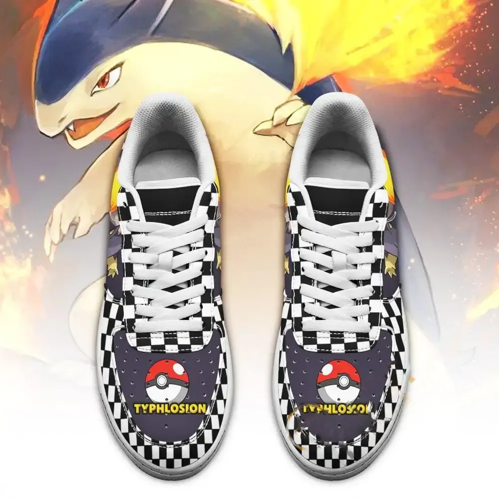 Poke Typhlosion Checkerboard Custom Pokemon Amazon Nike Air Force Shoes