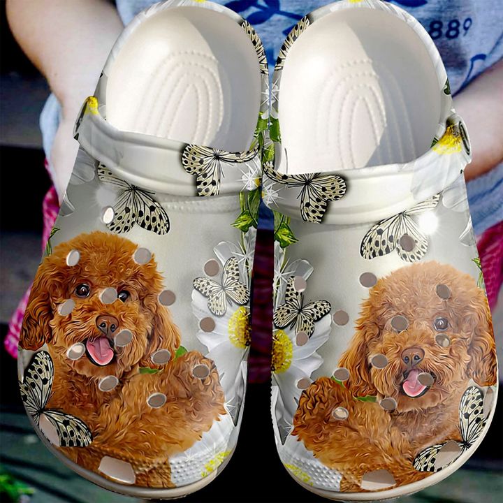 Poodle Daisy Crocs Clog Shoes