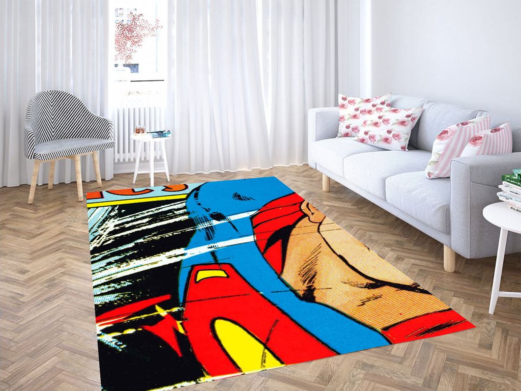 Pop Art Comic Superman Living Room Modern Carpet Rug
