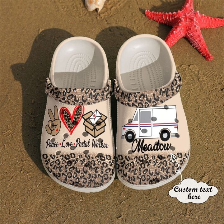 Postal Worker Personalized Peace Love Crocs Clog Shoes