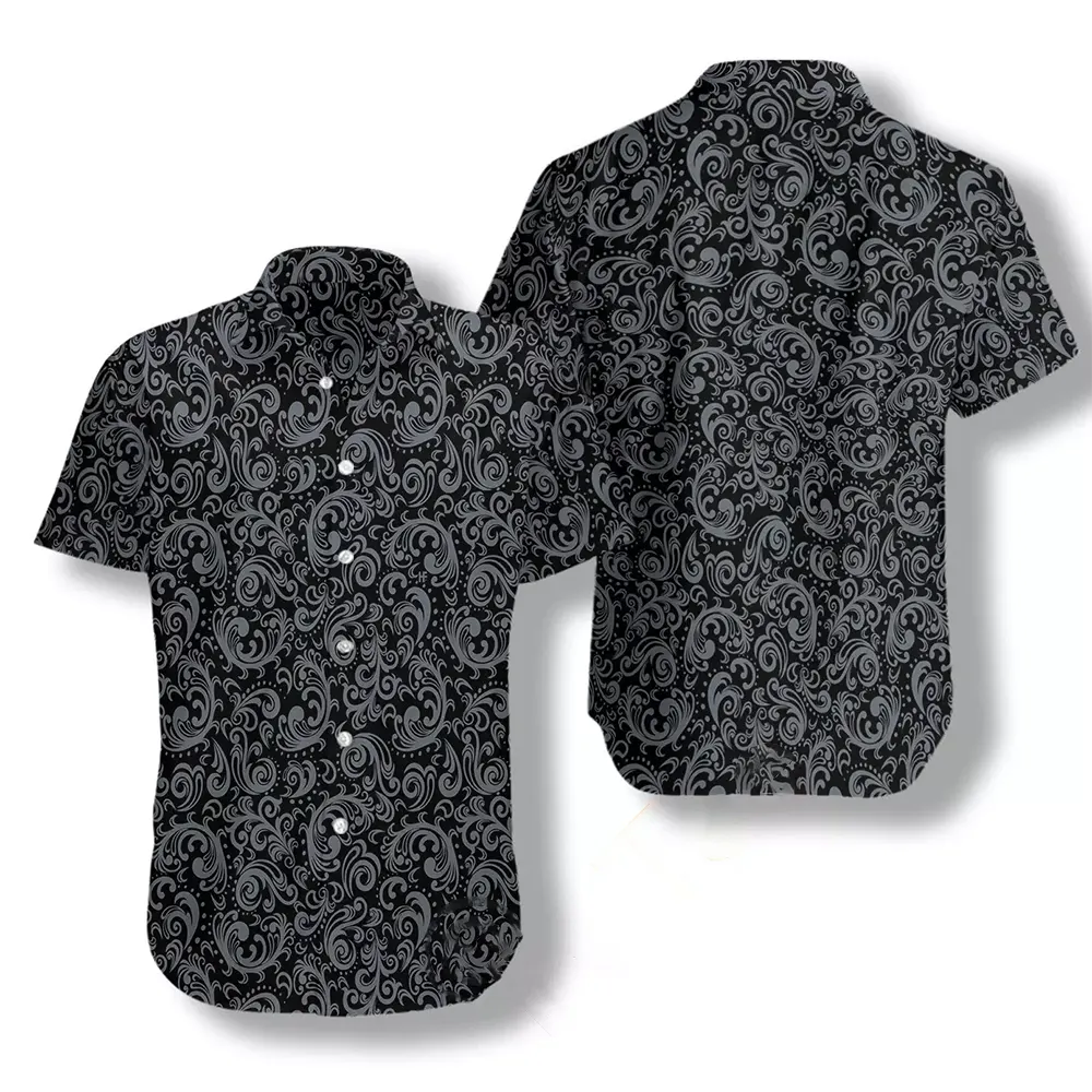 Premium Black And White Baroque Style Goth Hawaiian shirts