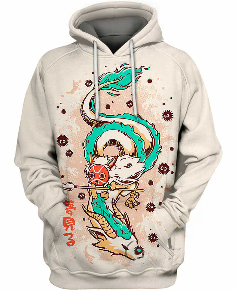 Princess Mononoke And Dragon Haku Hoodie 3D