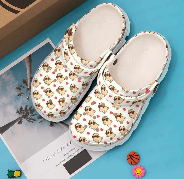 Pug Crocband Bulldog Heart Crocs Clog Shoes