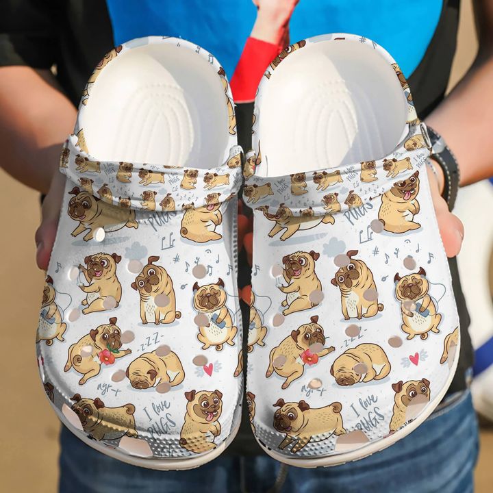 Pug I Love Pugs Crocs Clog Shoes