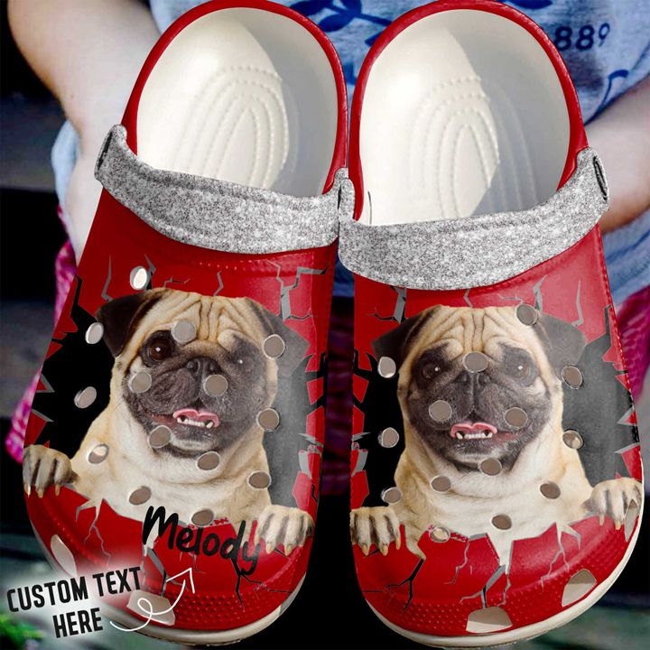 Pug Personalized Crack Wall Crocs Clog Shoes