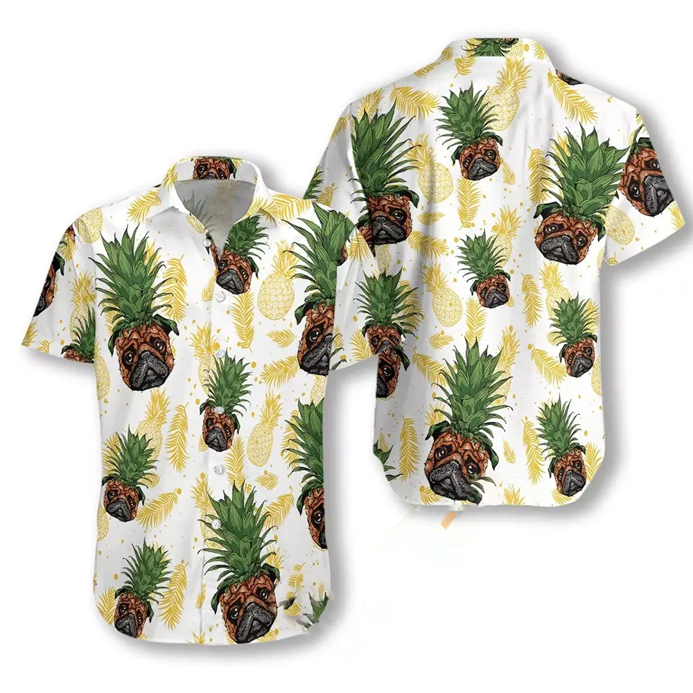 Pug Pineapple Head Seamless Dogs Hawaiian shirts