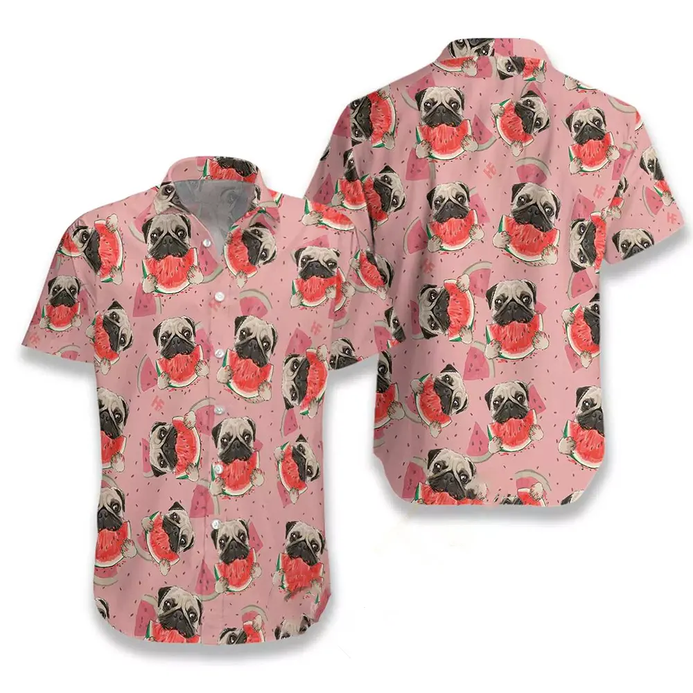 Pug Watermelon Seamless Dog Hawaiian shirts