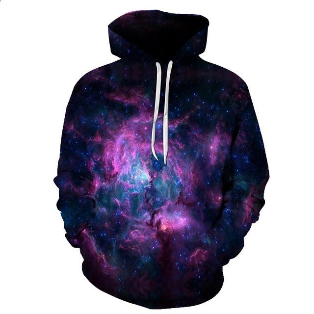 Purple And Blue Galaxy Spaces Hoodie 3D
