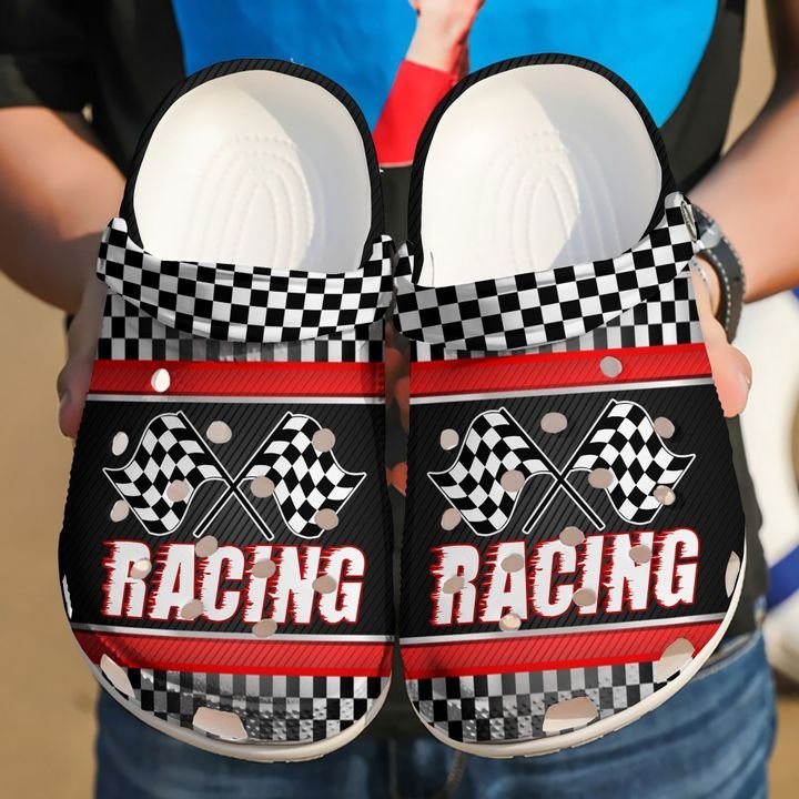Racing Checkered Flag Crocs Clog Shoes