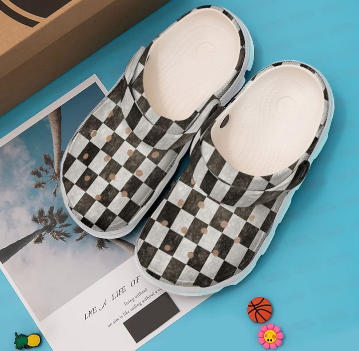 Racing Checkered Grunge Flag Crocs Clog Shoes