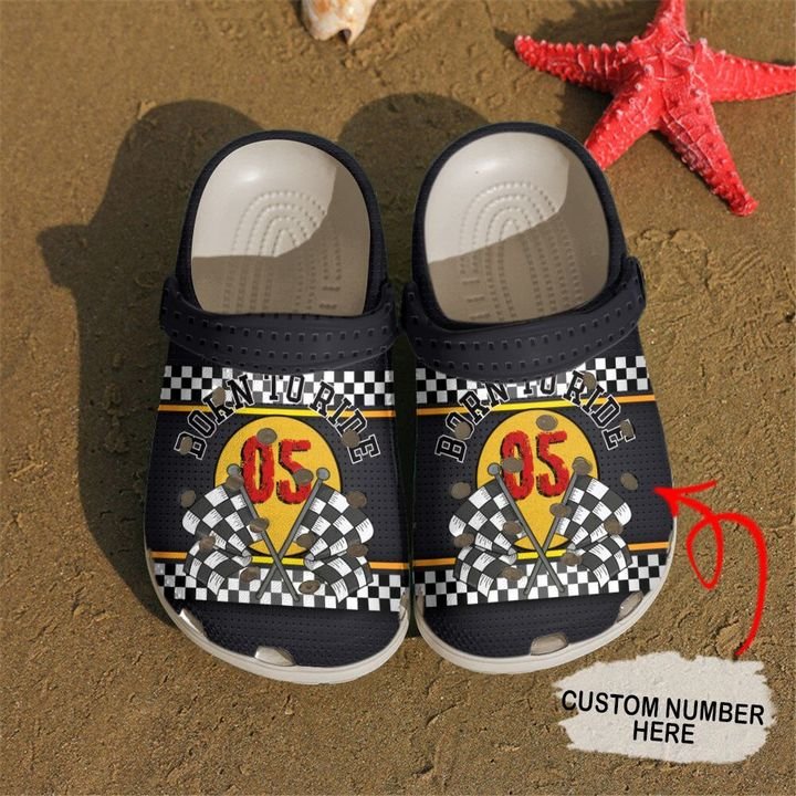 Racing Personalized Born To Ride Crocs Clog Shoes