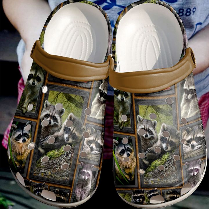 Racoon Pattern Crocs Clog Shoes