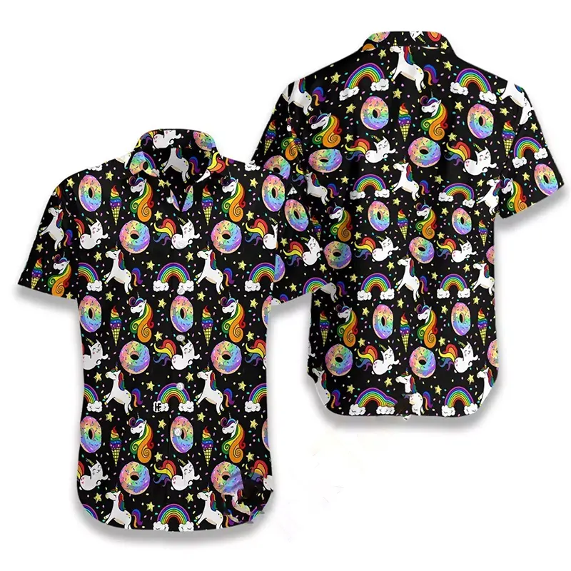 Rainbow Unicorn Kitticorn Hawaiian shirts