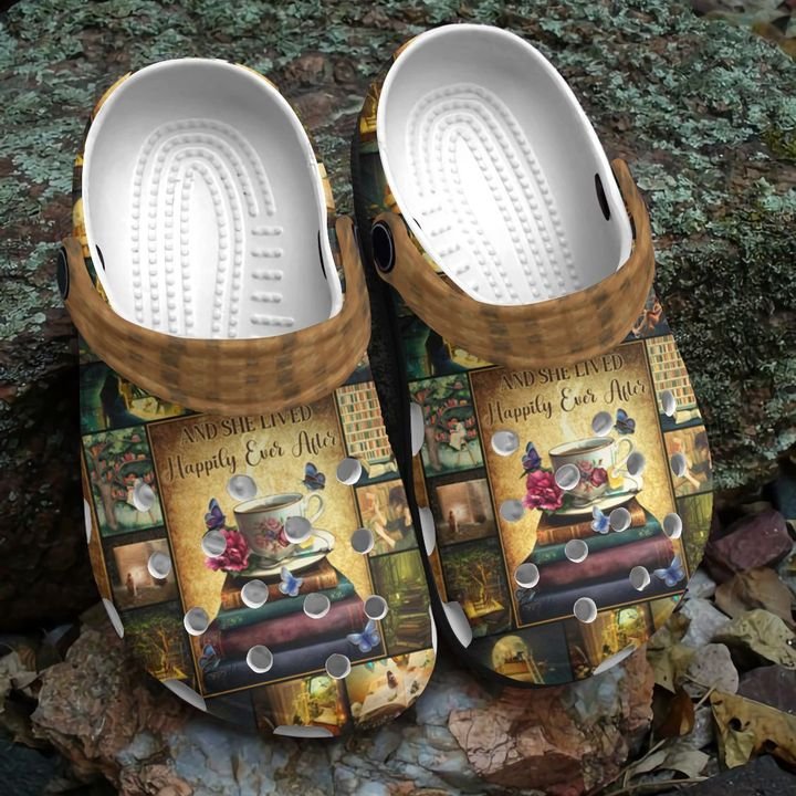 Reading And She Lived Happily Ever After Crocs Clog Shoes