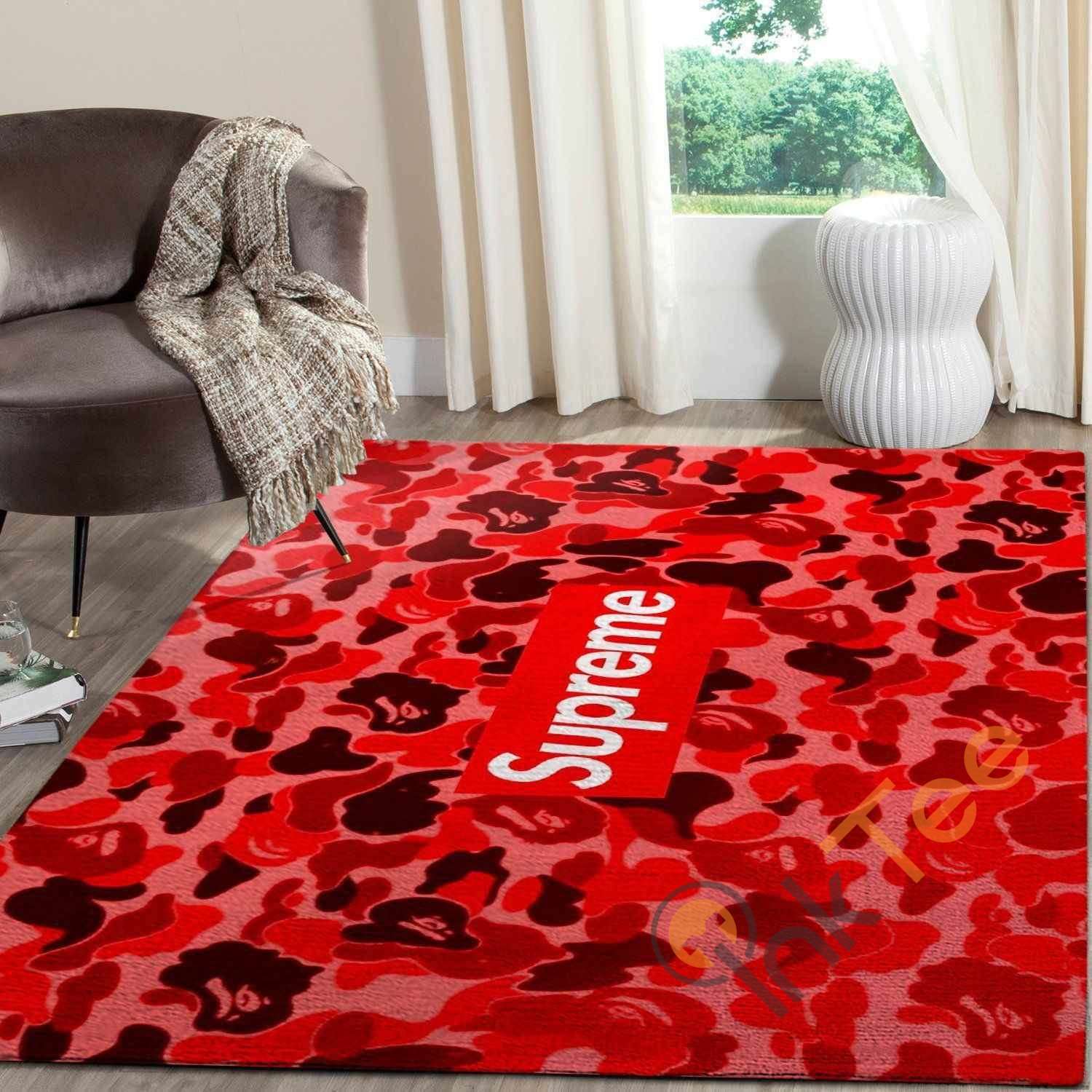 Red Supreme Bape Fbfd Rug