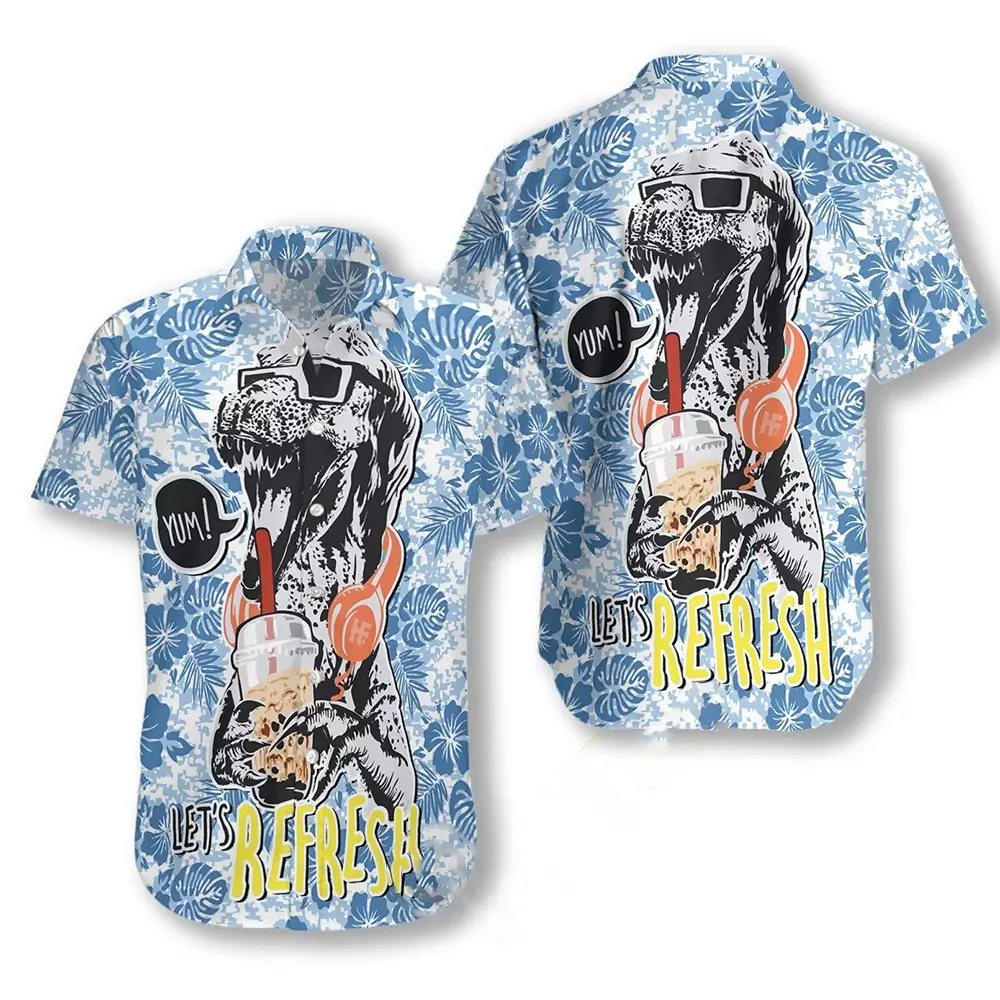 Refreshing With Boba Dinosaur Hawaiian shirts