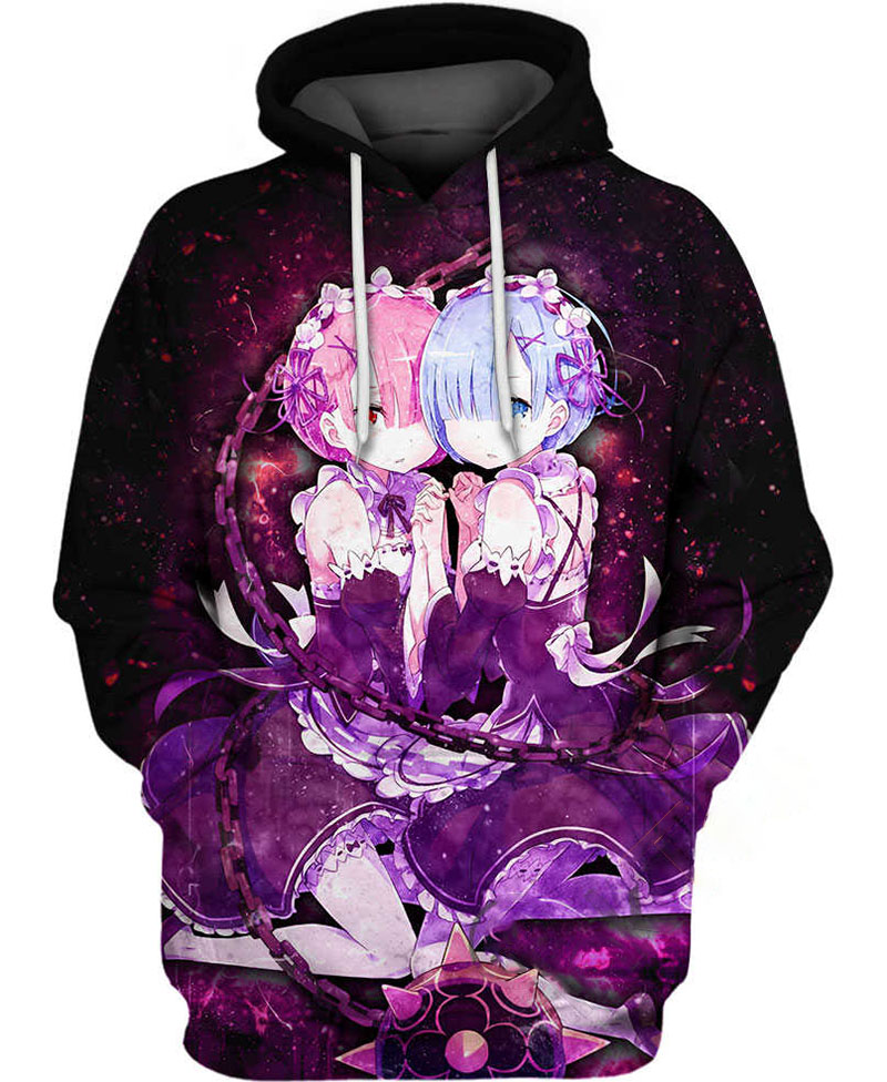 Re:zero Ram & Rem Hoodie 3D