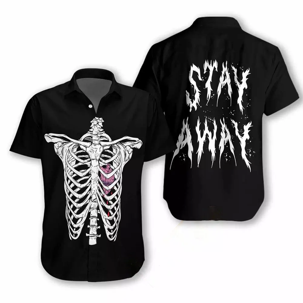 Rib Cage With Broken Heart Goth Hawaiian shirts