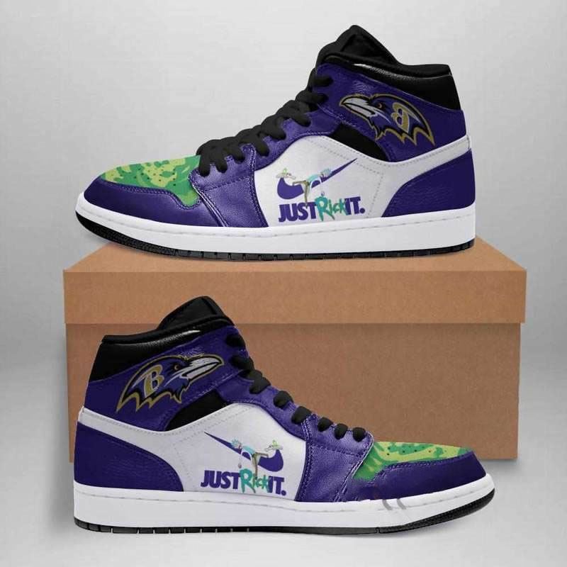 Rick And Morty Baltimore Ravens Custom Air Jordan Shoes