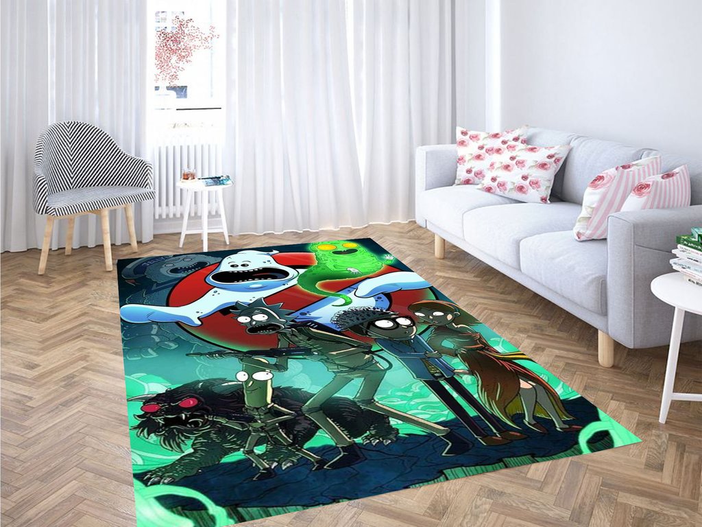 Rick And Morty Ghostbuster Living Room Modern Carpet Rug
