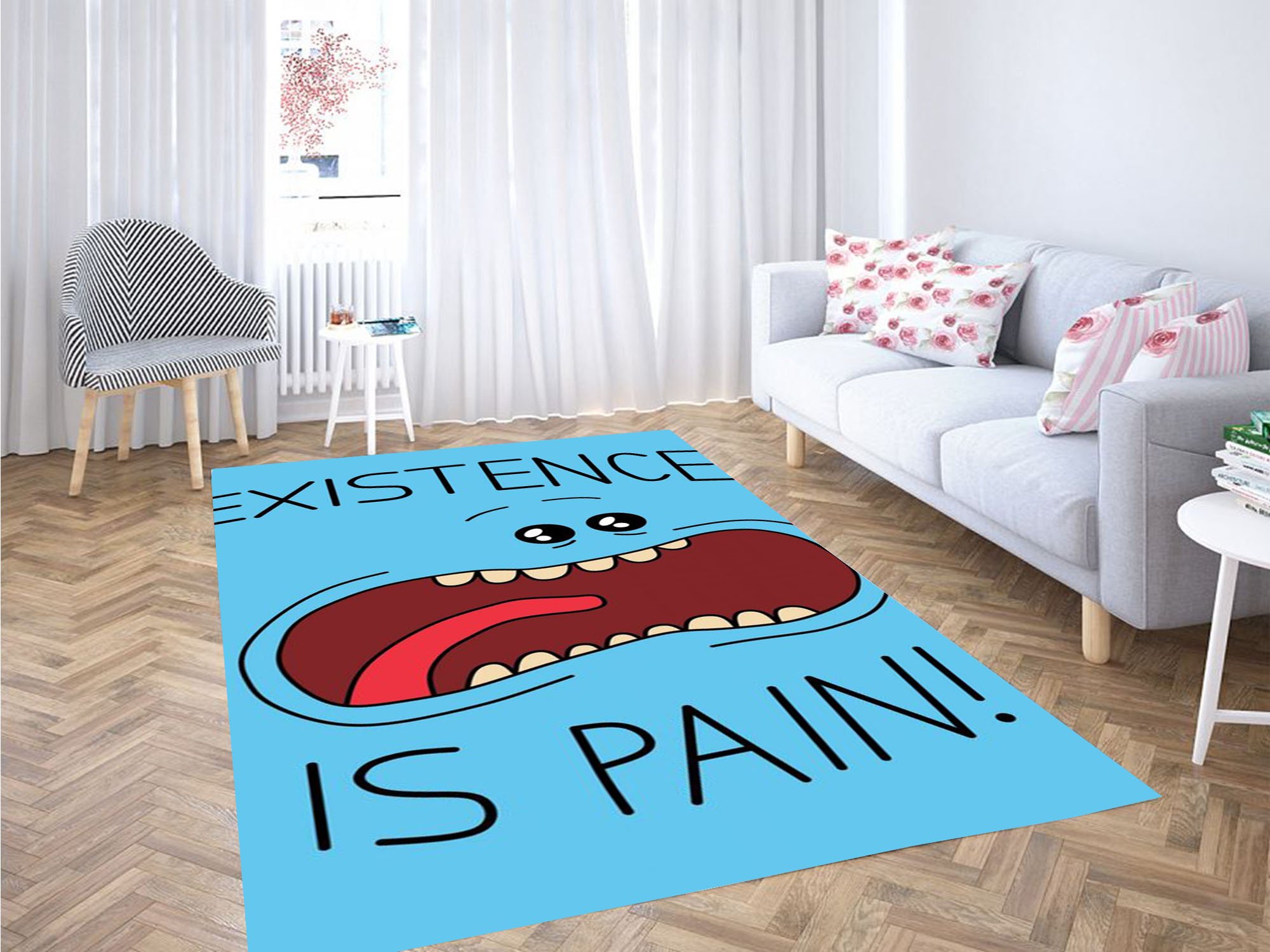 Rick And Morty Wallpaper Blue Carpet Rug