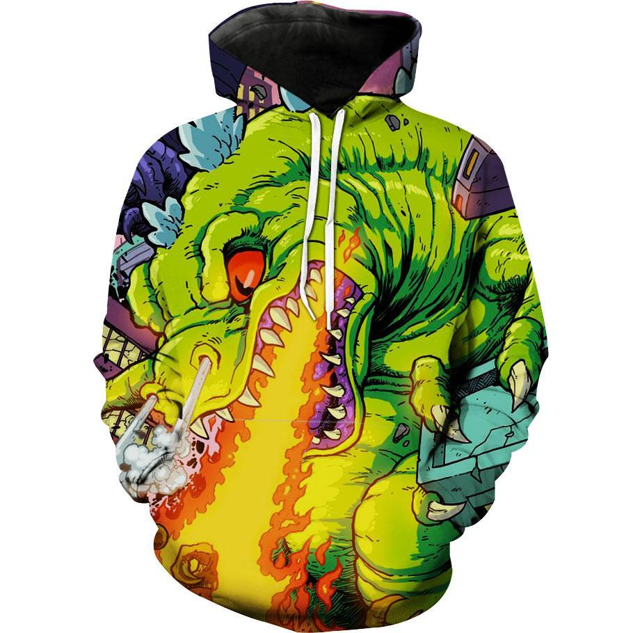 Rugrats Reptar Dinosaur Rugrats Cartoon Hoodie 3D